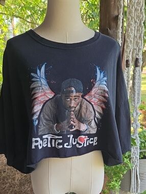 Tupac Shakur Poetic Justice Black Cropped T-shirt Size 3x